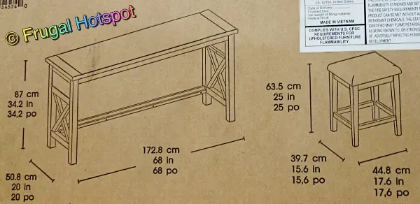 Bayside Furnishings Langston Sofa Table Set by Whalen | Dimensions | Costco