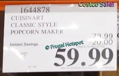Cuisinart Classic-Style Popcorn Maker | Costco Sale Price