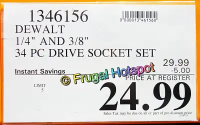 DeWalt 34-Piece Drive Socket Set | Costco Sale Price