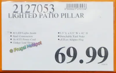 Inside Outside Garden 40 Lighted Patio Pillar | Costco Price