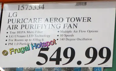 LG PuriCare AeroTower Air Purifying Fan | Costco Price