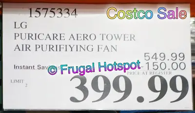 LG PuriCare AeroTower Air Purifying Fan | Costco Sale Price