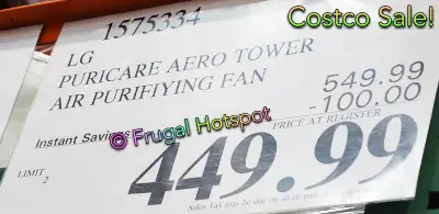 LG PuriCare AeroTower Air Purifying Fan | Costco Sale Price