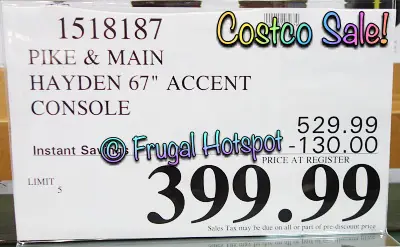 Pike & Main Hayden 67 inch Accent Console | Costco Sale Price
