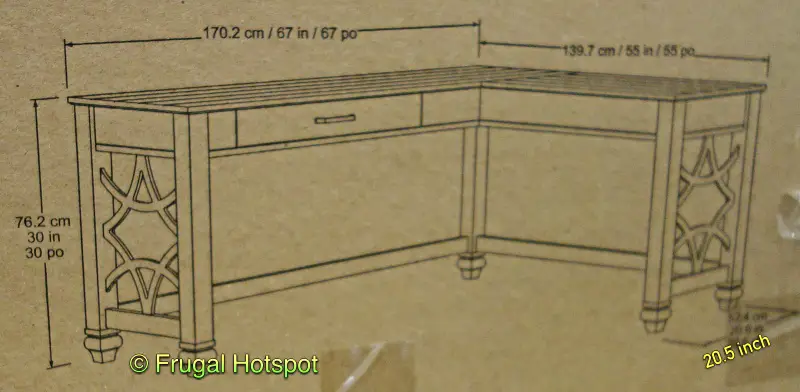 Pike and Main Quinn Corner Desk Dimensions | Costco