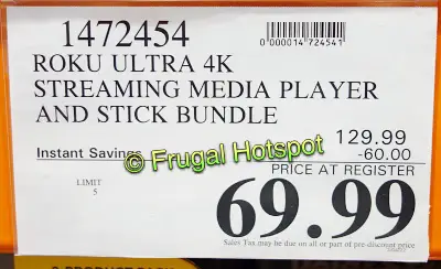 Roku Ultra Streaming Player + Stick Bundle | Costco Sale Price