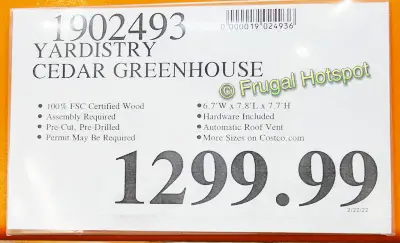 Yardistry Cedar Poly Greenhouse | Costco Price