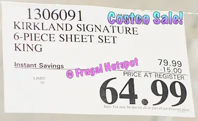 Kirkland Signature 680 Thread Count Sheet Set King | Costco Sale Price