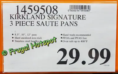 Kirkland Signature Non-Stick Hard Anodized 3-Piece Sauté Pan | Costco Price