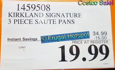 Kirkland Signature Non-Stick Hard Anodized 3 pc Saute Pan | Costco Sale Price