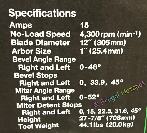 Metabo HPT 12 Compound Miter Saw specs | Costco