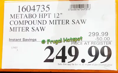 Metabo HPT 12 Compound Miter Saw | Costco Sale Price