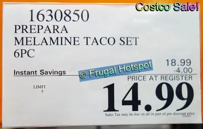 Prepara Taco Serving Set | Costco Sale Price | Item 1630850