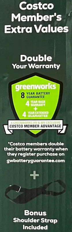 battery warranty | Greenworks Pro Jet Blower | Costco Item 1704192