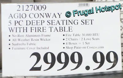 Agio Conway Deep Seating Set and Fire Table | Costco Price