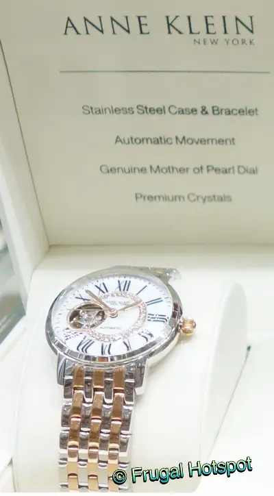 Anne Klein White Mother of Pearl Dial Ladies Watch | Costco Display