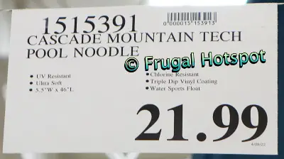 Cascade Mountain Tech Pool Noodle Water Sports Float | Costco Price