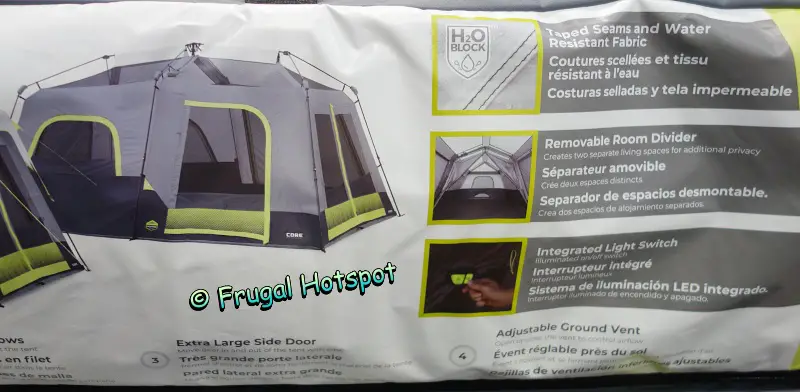 Core 10-Person Lighted Instant Cabin Tent features | Costco