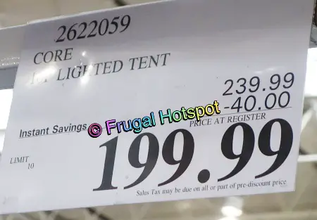 Core Equipment 10-Person Lighted Instant Cabin Tent | Costco Sale Price