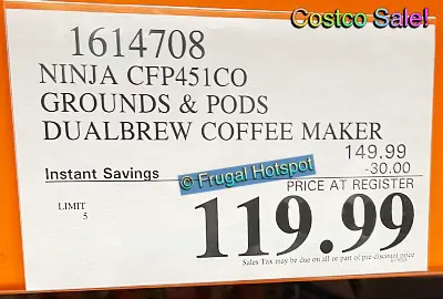 Ninja CFP451CO Ground and Pods Dualbrew Coffee Maker | Costco Sale Price | Item 1614708