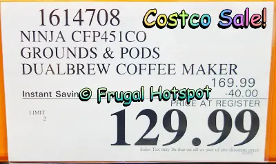 Ninja DualBrew Grounds and Pods Coffee Maker | Costco Sale Price
