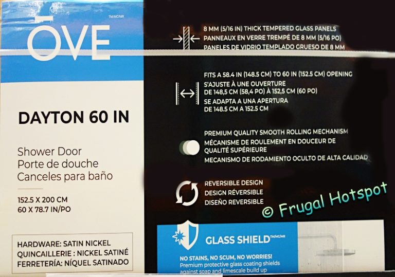 Ove Decors 60" Dayton Shower Door Costco Sale! Frugal Hotspot