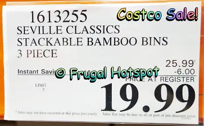 Seville Classics Stackable Bamboo Bins | Costco Sale Price