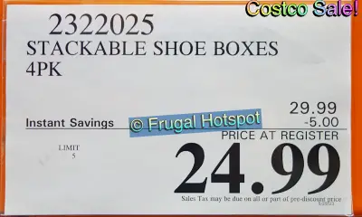 Stackable Shoe Box Organizer 4ct | Costco Sale Price | Item 2322025