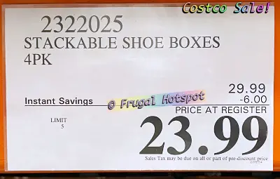 Stackable Shoe Box Organizer | Costco Sale Price | 2322025