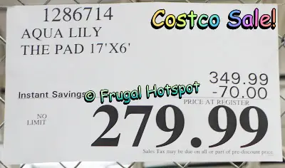 The Pad 17'x6' by Aqua Lily Pad | Costco Sale Price