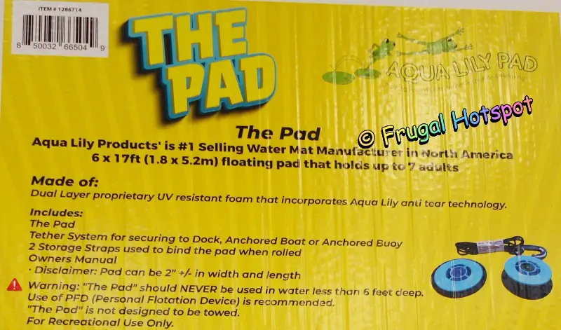 The Pad 17'x6' by Aqua Lily Pad info | Costco