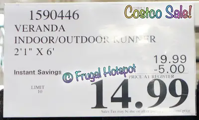 Veranda Indoor Outdoor Runner | Costco Sale Price