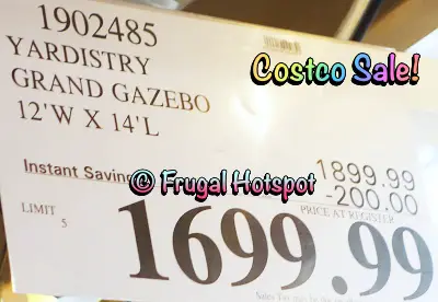 Yardistry 12.1’ x 14.1’ Grand Gazebo | Costco Sale Price