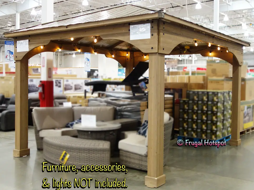 Yardistry 12.1’ x 14.1’ Grand Gazebo with Aluminum Roof | Costco Display