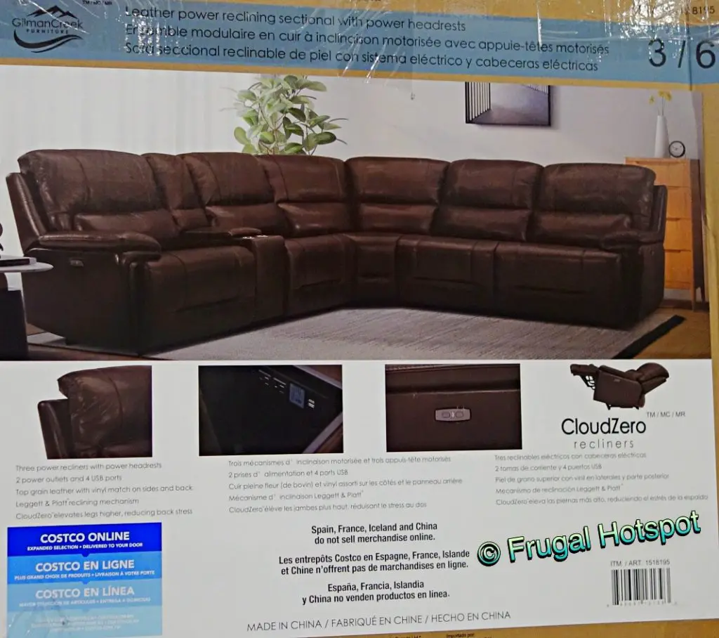 Gilman Creek Malachi Leather Power Reclining Sectional Costco Sale!