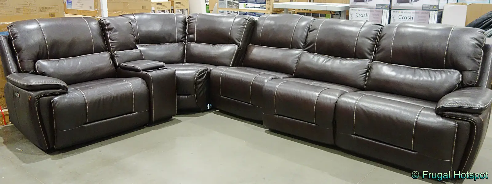 Gilman Creek Malachi Leather Power Reclining Sectional | Costco Display