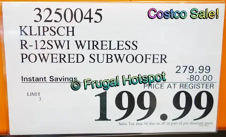 Klipsch R-12SWi Wireless Subwoofer | Costco Sale Price