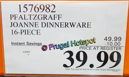 Pfaltzgraff Joanne Dinnerware Set | Costco Sale Price