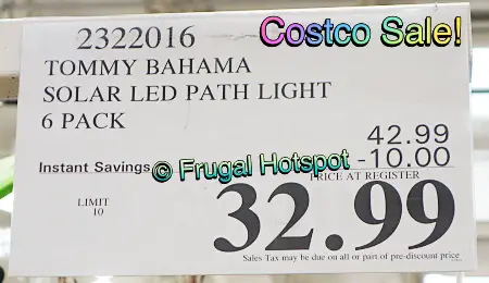 Tommy Bahama Solar LED Pathway Lights | Costco Sale Price