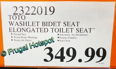 Toto Washlet Elongated Bidet Seat | Costco Price