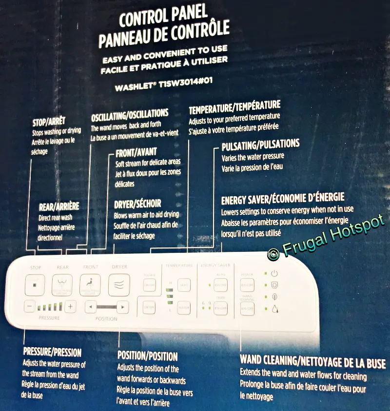 Toto Washlet Elongated Bidet Seat | control panel info | Costco Display