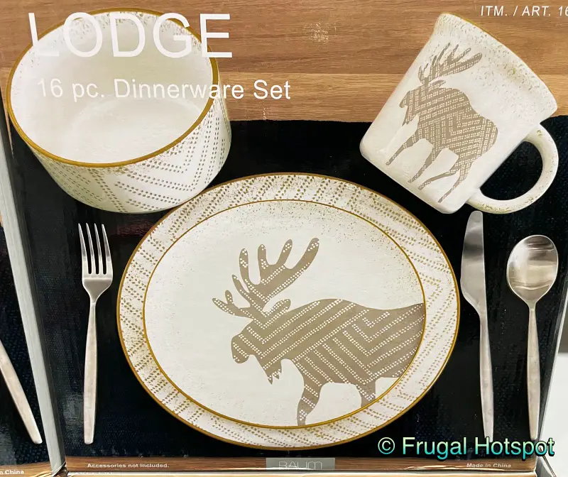 Baum Lodge Moose 16-Pc Dinnerware Set | Costco