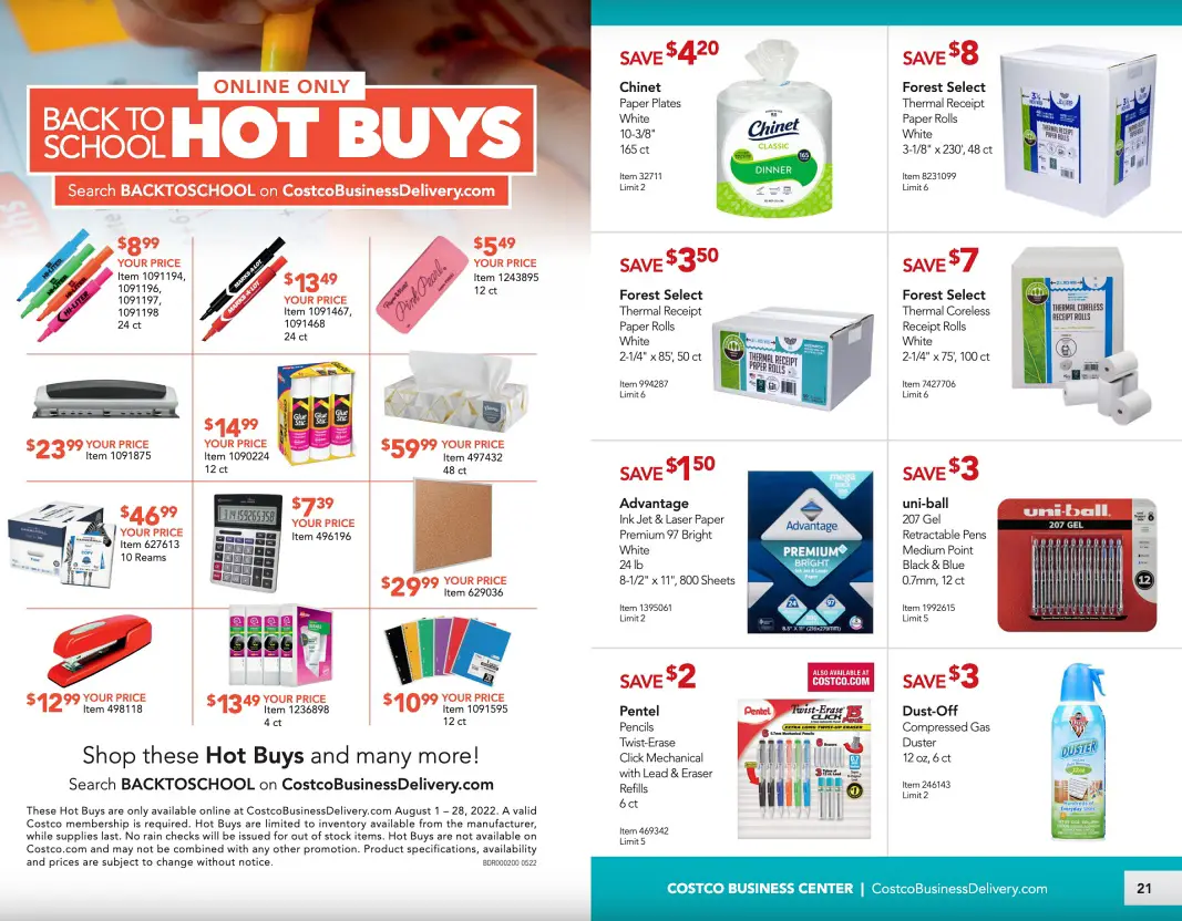 Costco Business Center Coupon Book AUGUST 2022 | Pages 20 and 21