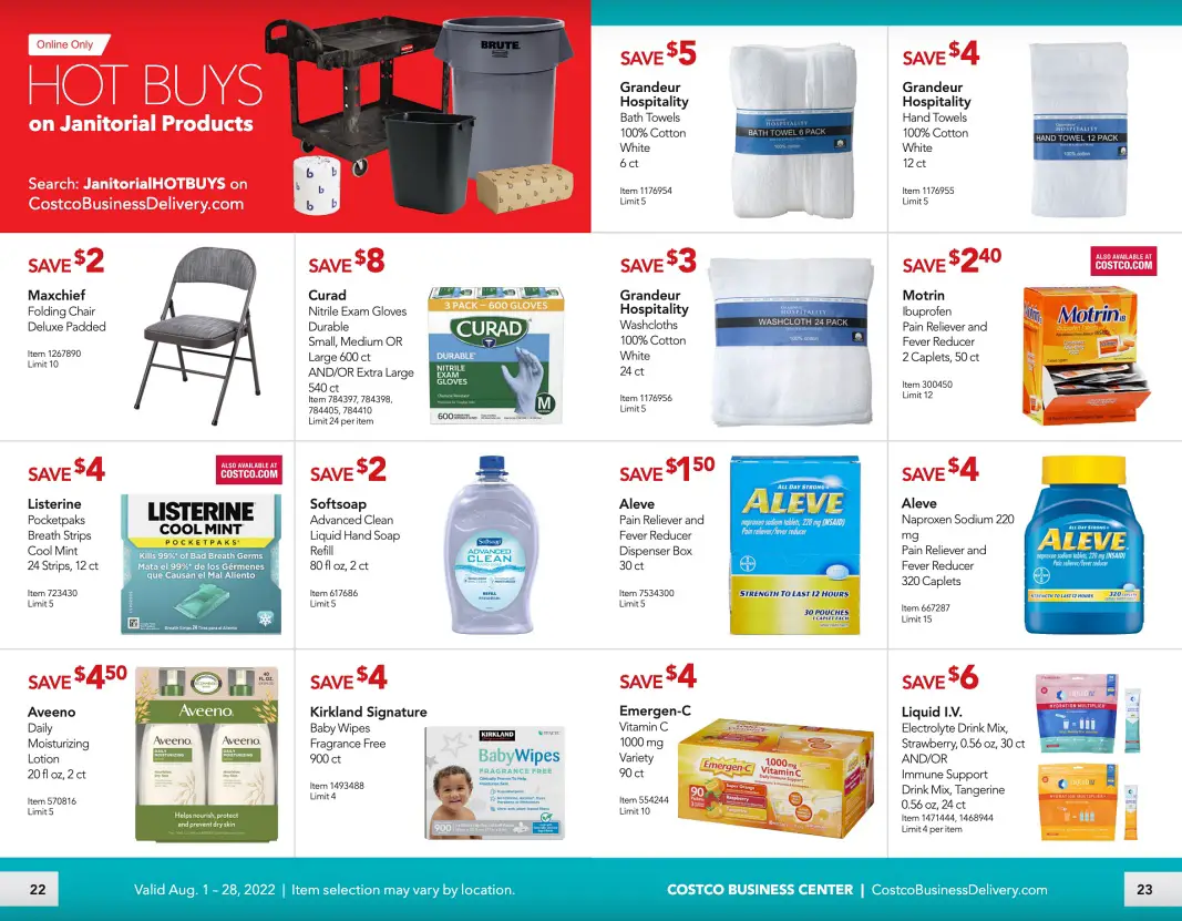 Costco Business Center Coupon Book AUGUST 2022 | Pages 22 and 23