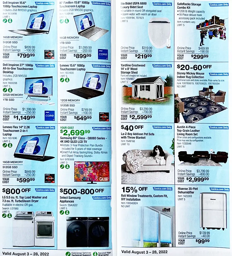 Costco Coupon Book AUGUST 2022 | Pages 14 and 15