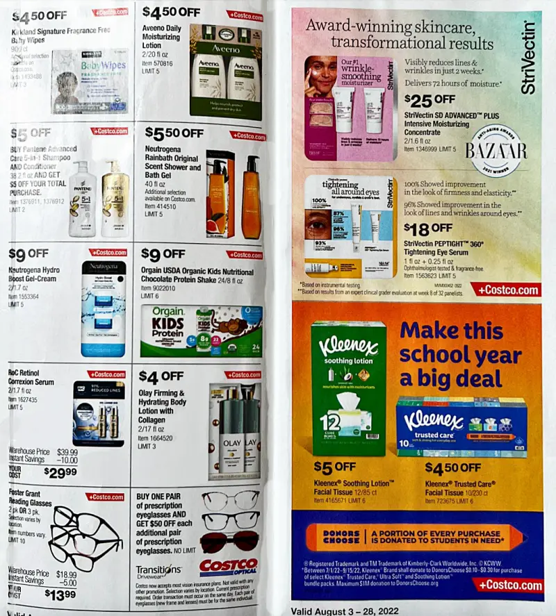 Costco Coupon Book AUGUST 2022 Pages 2 and 3