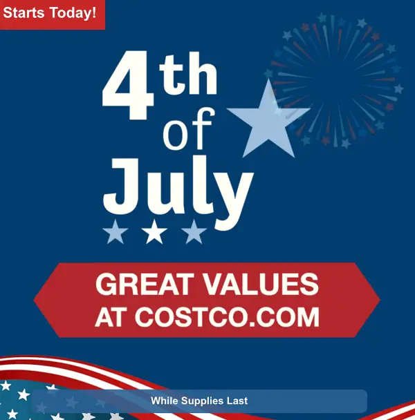 Costco online 4th of July Sale 2022