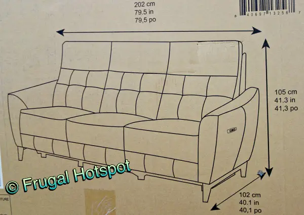 Gilman Creek Furniture Alpendale Fabric Power Reclining Sofa | Dimensions | Costco