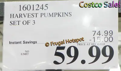 Harvest Pumpkins 3 pc set | Costco Sale Price