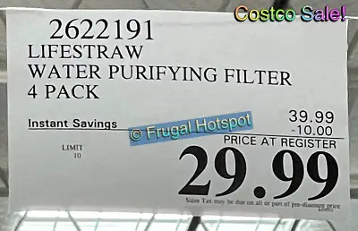 Lifestraw water purifying filter 4ct | Costco Sale Price | Item 2622191